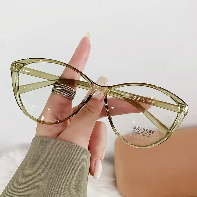 New Trend Myopia Galsses for Women Unisex Luxury Cat Eye Design Near Sight Eyeglasses Ladies Transparent Anti-blue Light Glasses