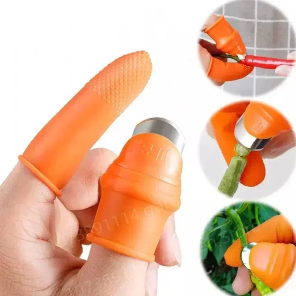 Silicone Thumb Knife Protector Finger Protector Gears Cutting Vegetable Harvesting Knife Rotector Fingertip Fingers Work Gloves