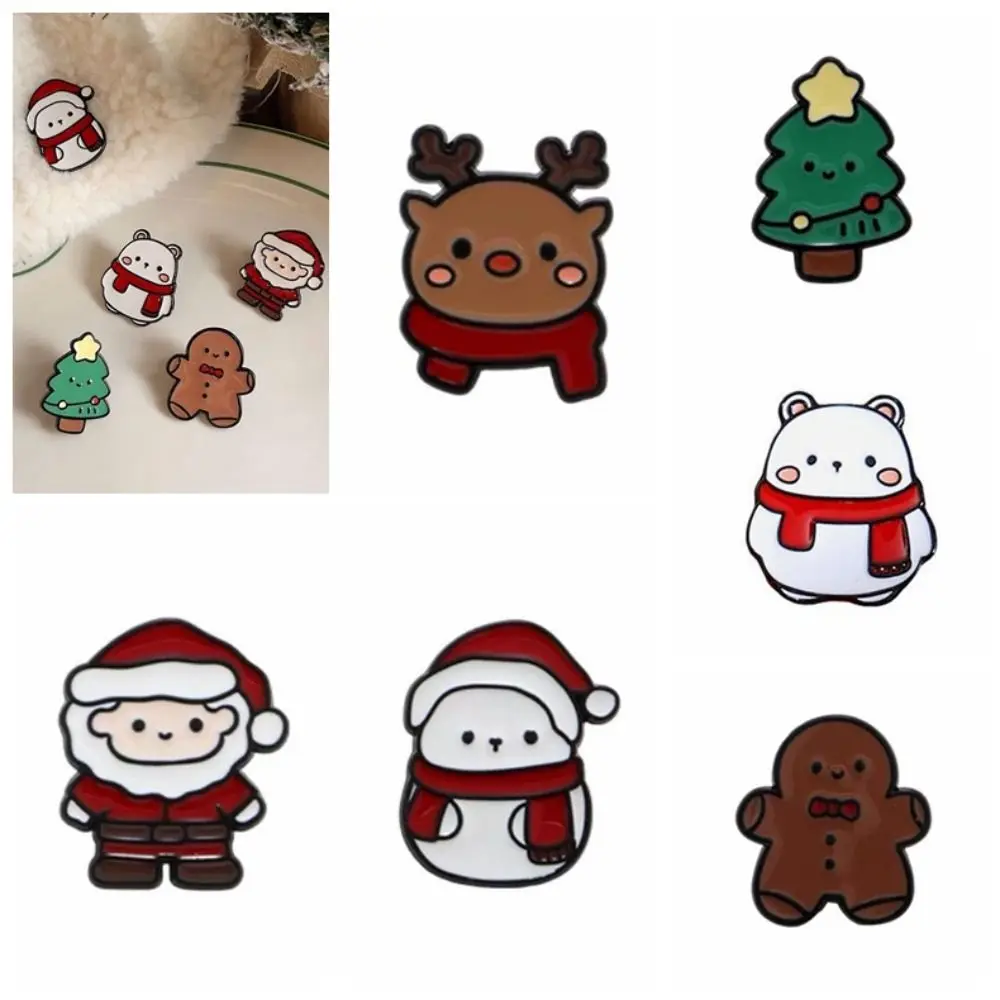 Personality Cartoon Christmas Brooch Snow Man Elk Santa Claus Enamel Pins Gingerbread Man Badge Dripping Oil Lapel Pin Girls