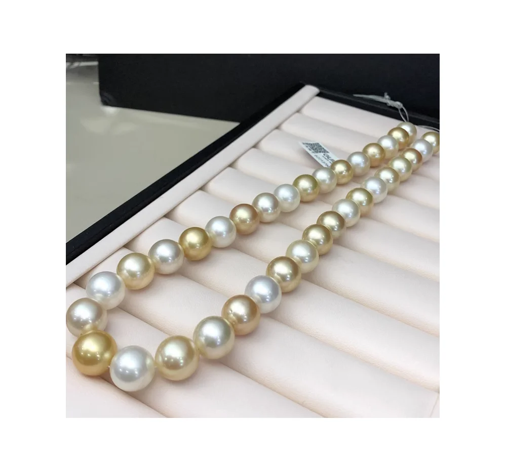 

Rare 11-14mm South Sea White Gold Pearl Necklace / 18 Inches