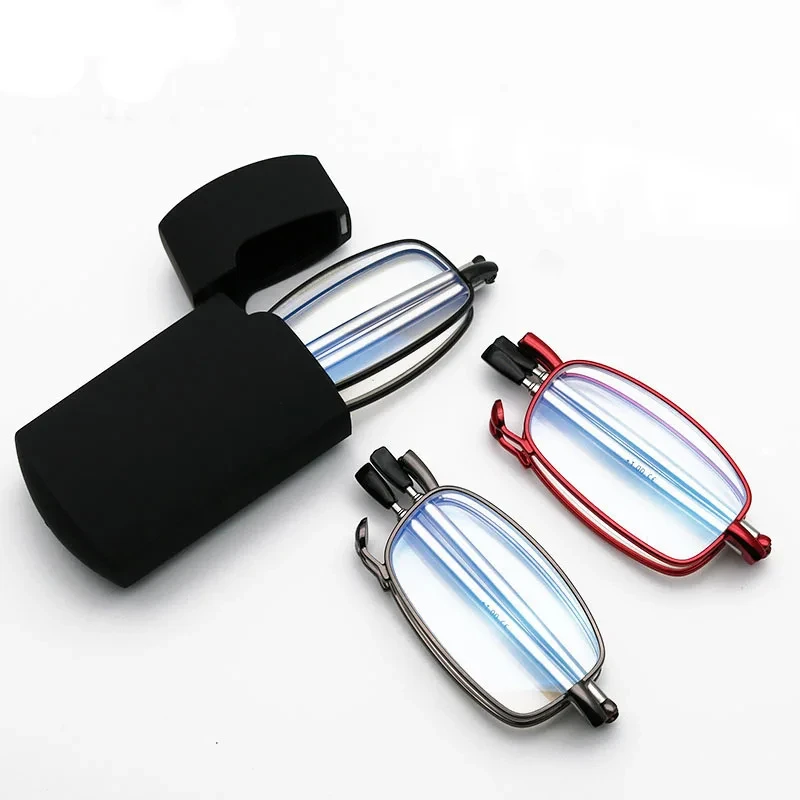 Ultra Thin Folding Reading Glasses, Portable Telescopic Arm Glasses, Men's and Women's Reading Glasses