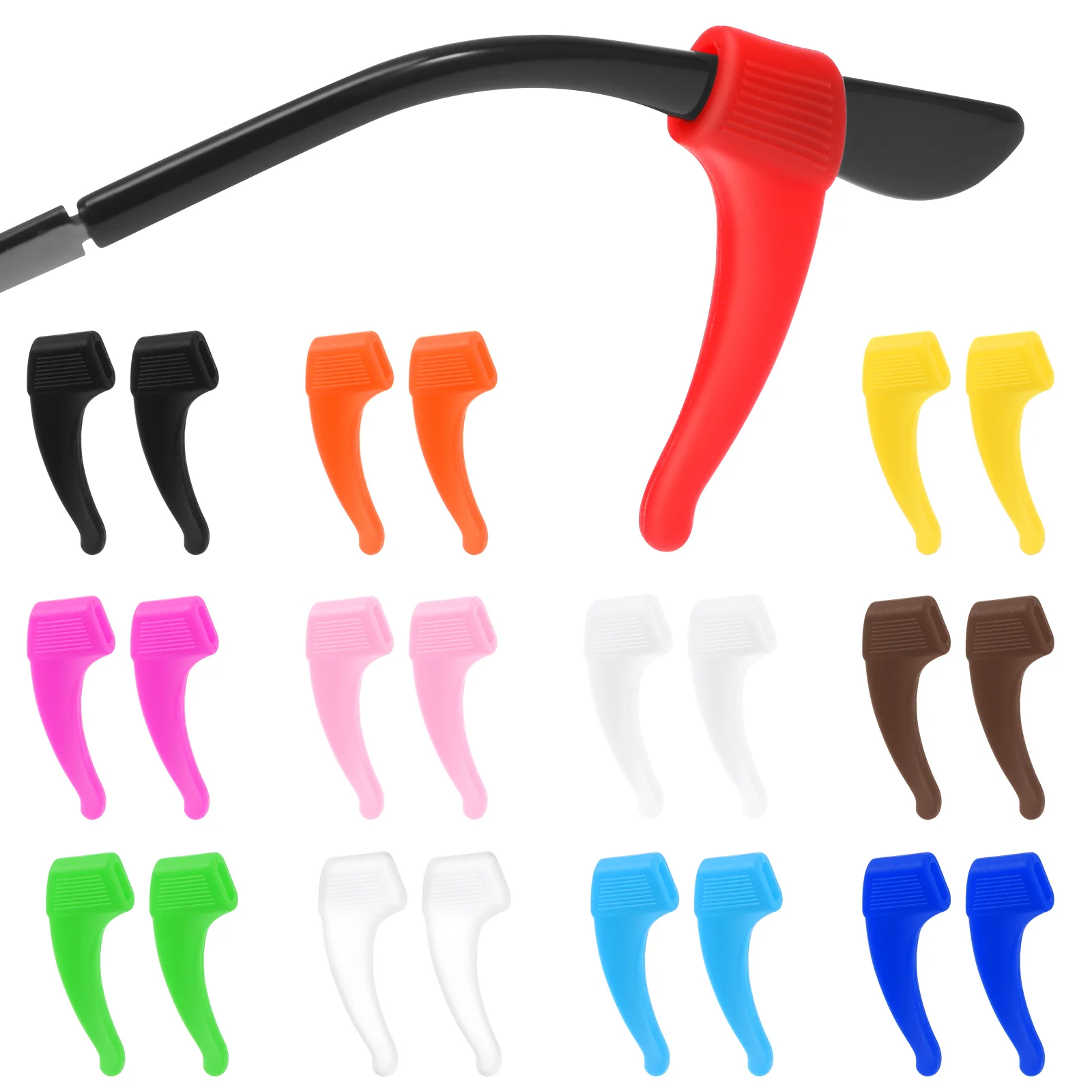 

12 Pair/1 Cool Glasses Accessories Eyeglass Temple Tip Anti-Slip Holder Eyeglasses Ear Hooks Silicone Fashionable