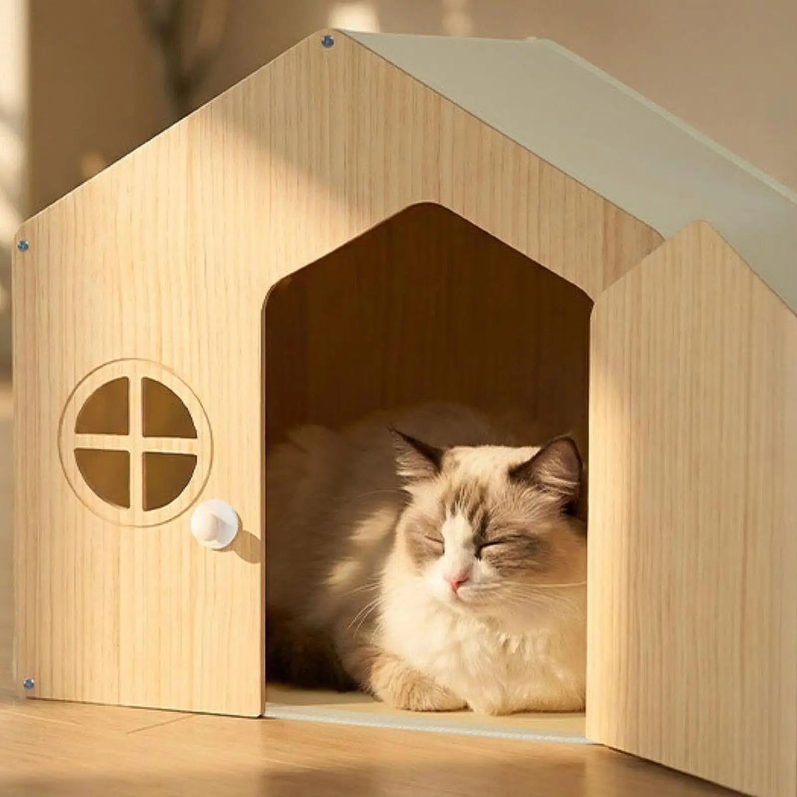 Wooden Cat House Pet Supplies Premium Practical Sturdy, Pet Accessory, Indoor Use, Durability Easy Assembly Cat Shelter