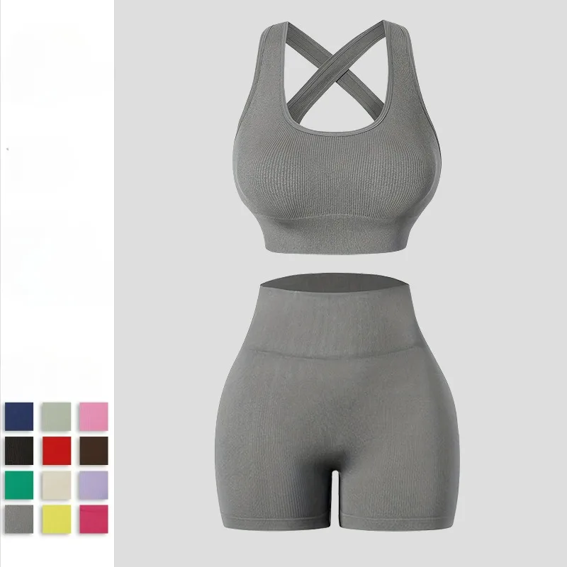 

Новый однотонный спортивный жилет, одежда для йоги, женский бюстгальтер для фитнеса, амортизирующие штаны для йоги, бюстгальтер для красоты пилатеса, спортивный костюм.