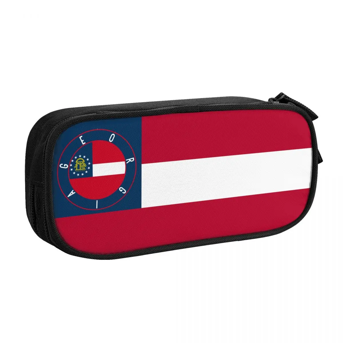 Customized Georgia Flag Decal Kawaii Pencil Case Large Capacity Georgian Proud Patriotic Pencil Box Students Stationery