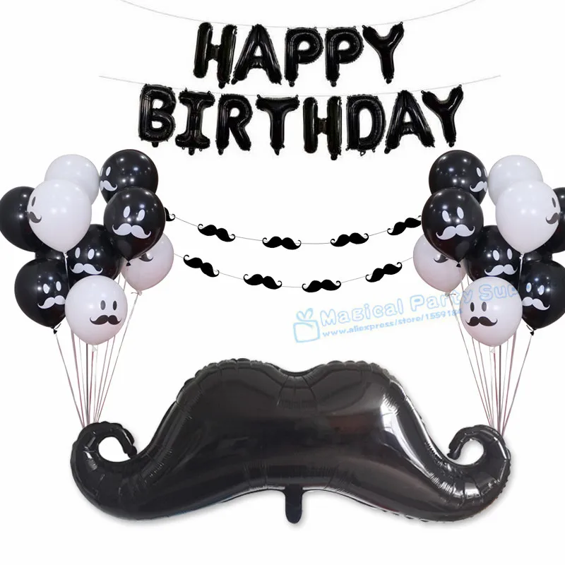 1 Set Mustache Balloon black beard Christmas balloon Kids Little Baby Shower Balloons Boy Toys Man Birthday Party Decor Supplies