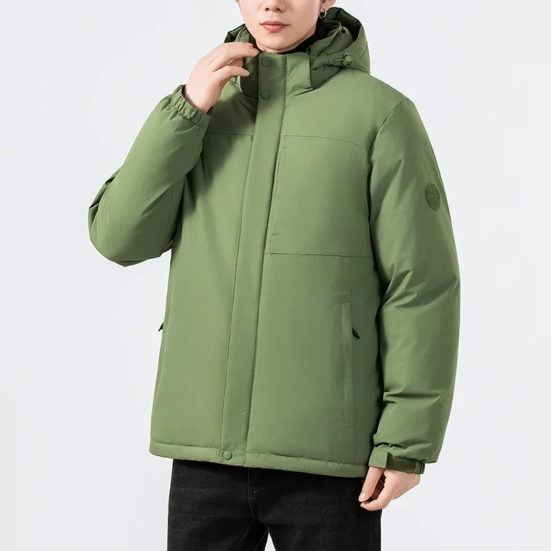 

Термопарка, мужская зимняя куртка со съемным капюшоном, теплая куртка, свободное хлопковое пальто, модная ветрозащитная мужская зимняя парка, пальто