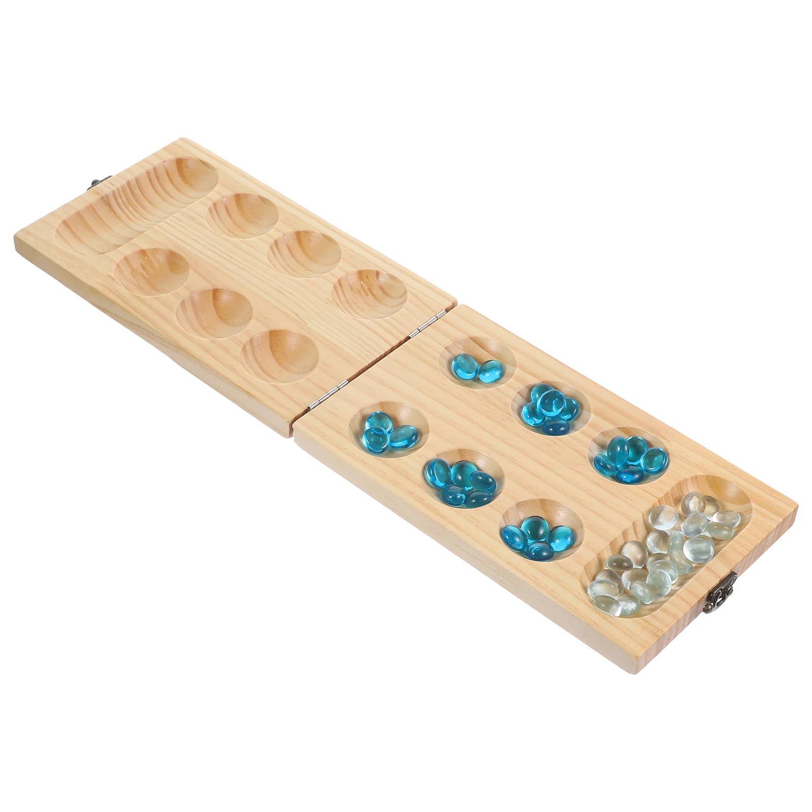 

1 Set of Wooden Mancala Board Toy African Gemstone Chess Folding Board Toy mancala beads family games for kids and adults