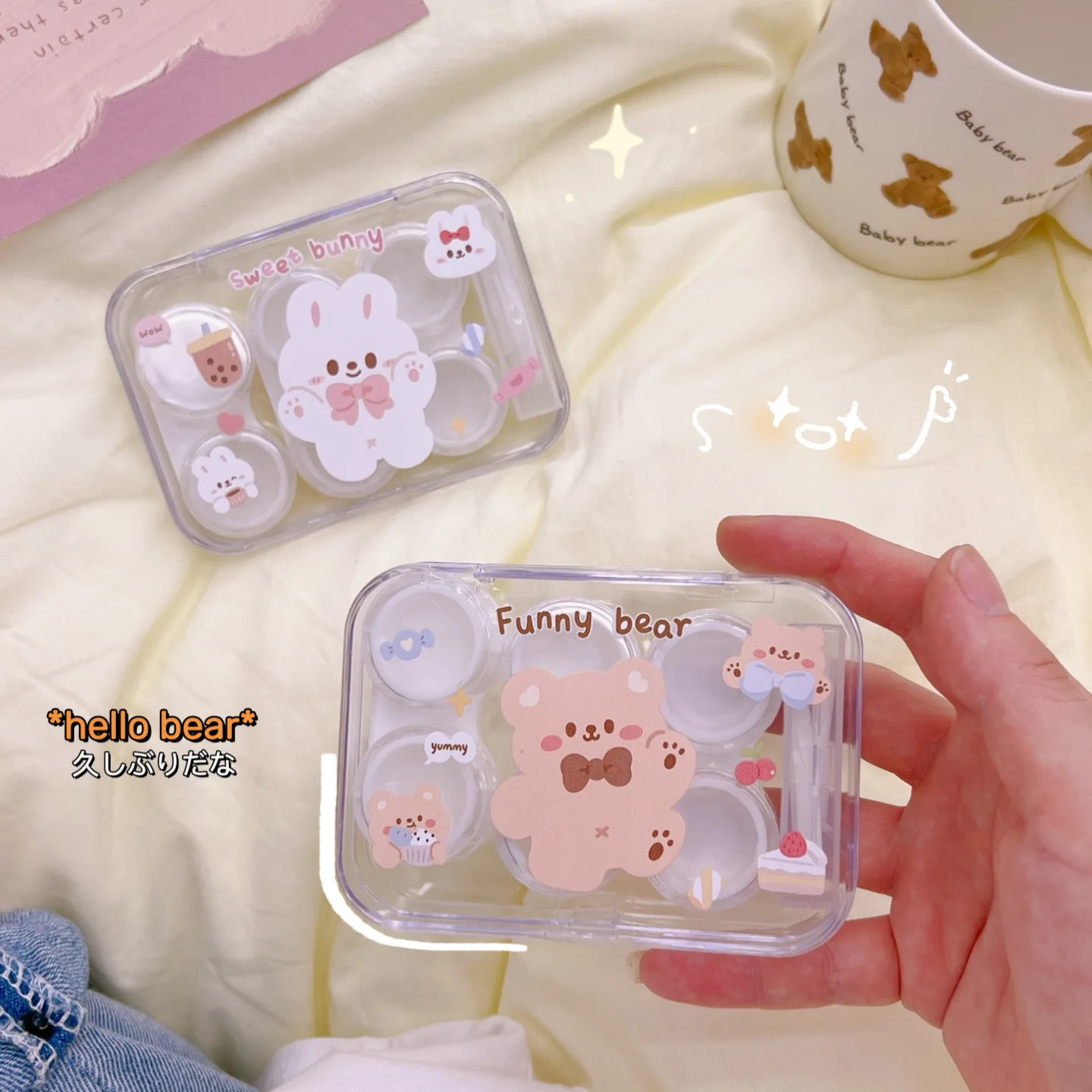 3 Pairs Contact Lens Case Eye Contact Lens Box Women Travel Contact Lenses Case Soak Container Lenses Box for Beauty Pupil