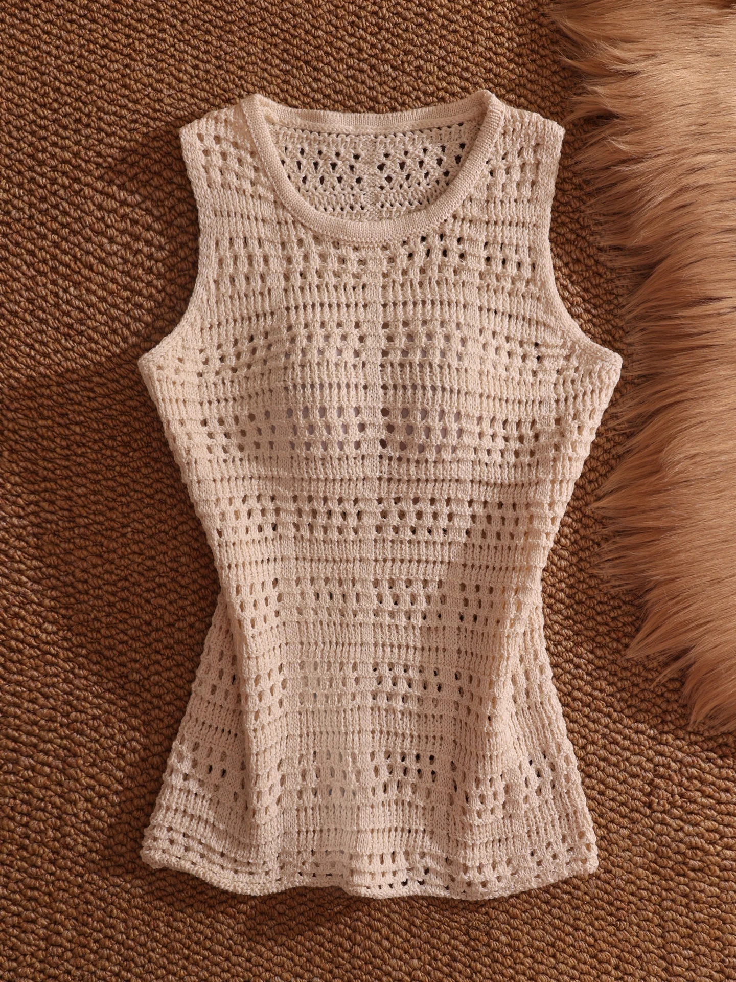 Sommer 2025, Damen-Strickoberteil, aushöhlen, rund, Ne Me Top, sexy, vielseitig, reines Verlangen, Pendeln, lockere Passform, Oute...