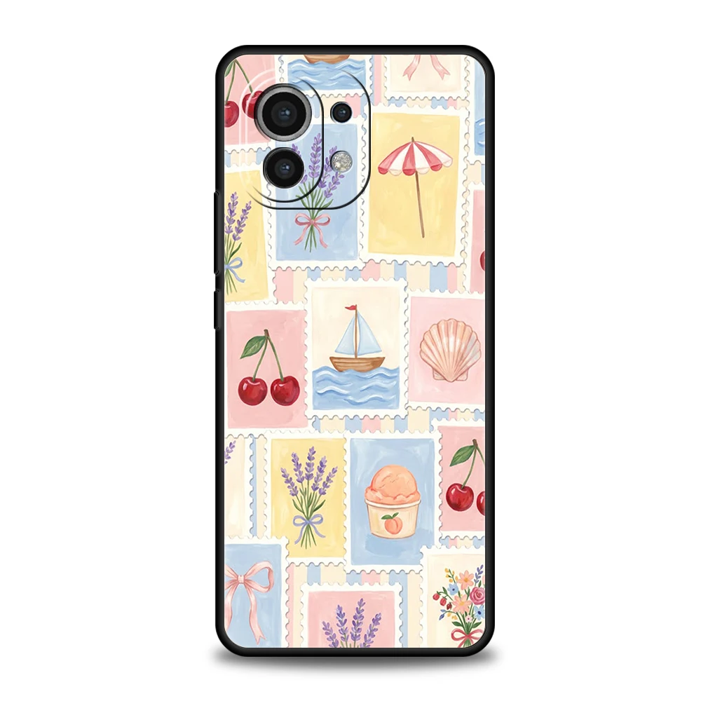 Phone Case Cover for Xiaomi Poco F7 F6 F5 F4 F3 X6 X6 X5 X4 X3 NFC M5 M4 C50 C51 C55 GT Soft TPU Fruit Flower Shell Collection