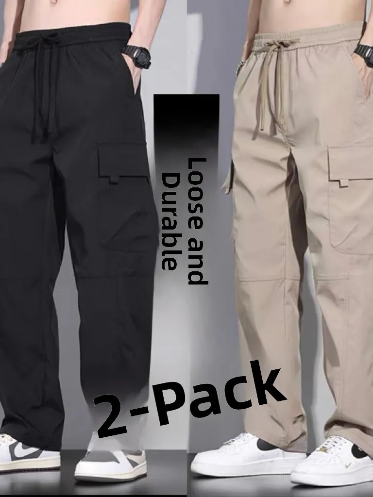 American Style Men's Work Pants Large Size Spring Summer Loose Straight Leg Casual Trousers Wear Resistant Tear Proof Labor P...