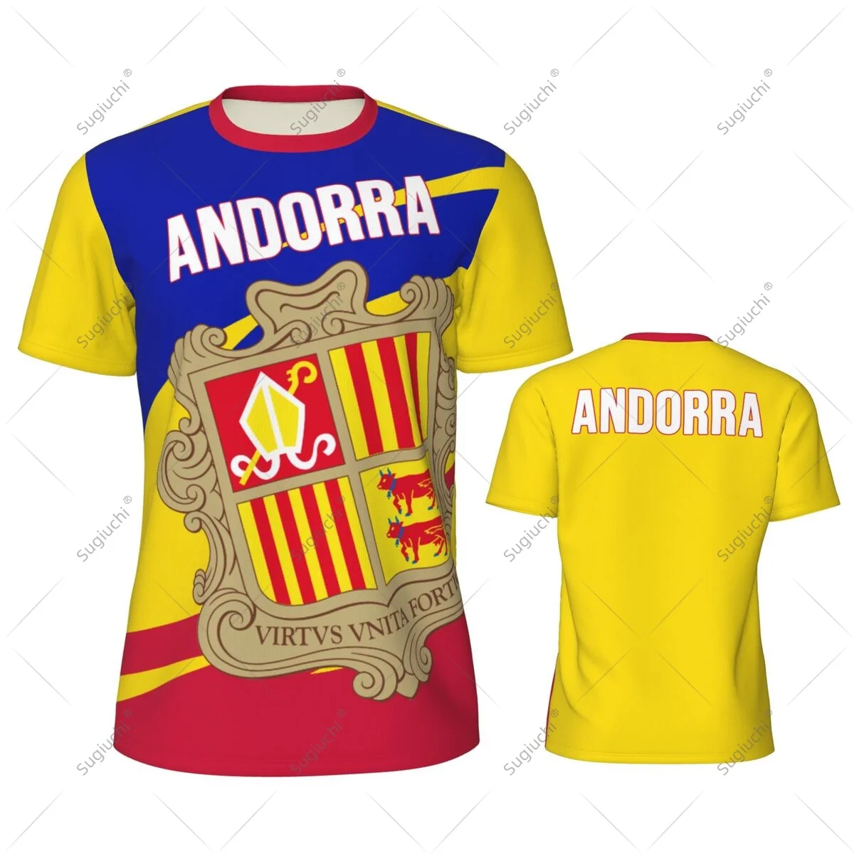 Andorra Flag Men Sports T-shirt Women Tees jersey for Soccer Football Running Bike Tennis Fitness Fans