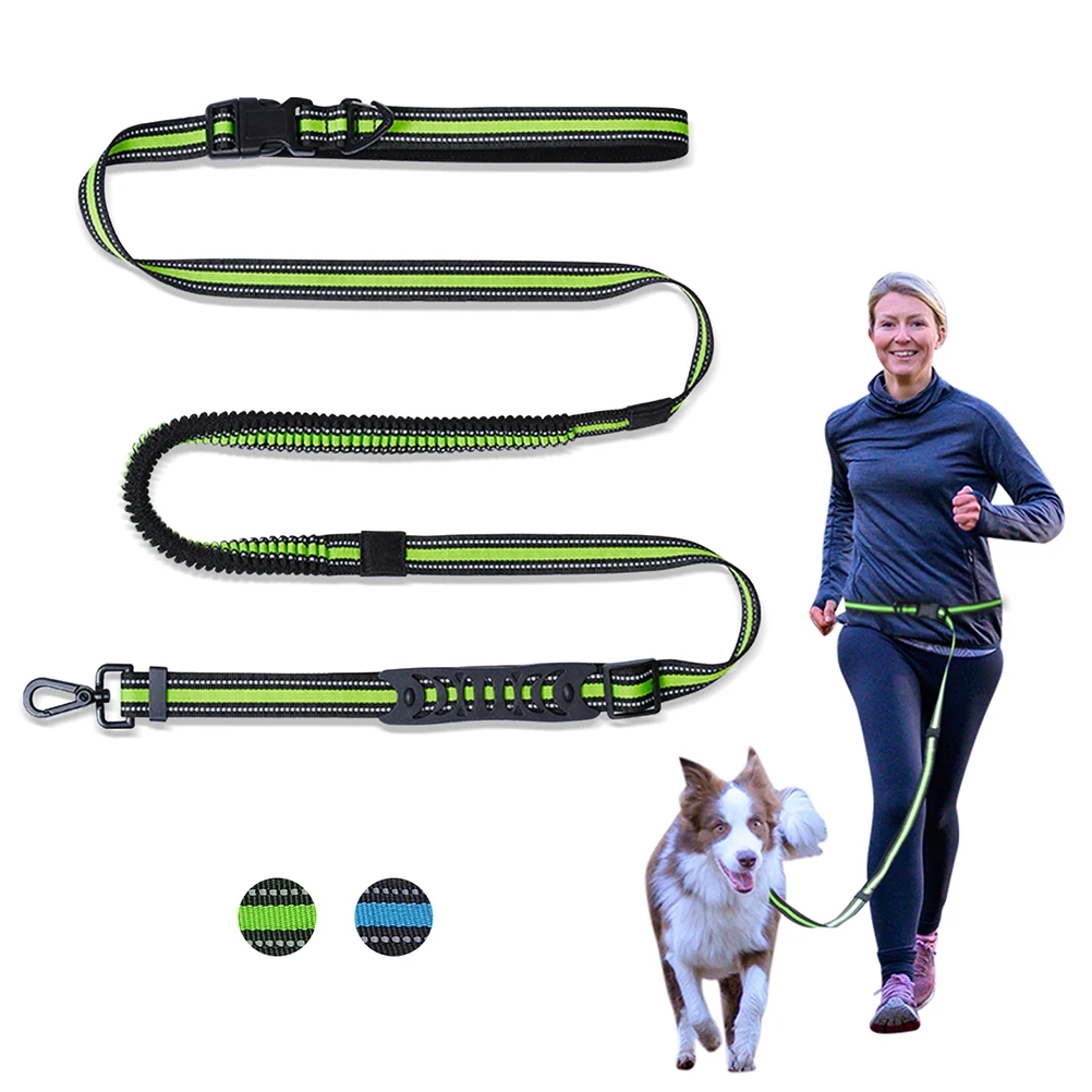 

Reflective Fluorescent Green Dog Walking Belt Hands Free Traction Leash for Medium Dogs Nylon Pet Safety Harness Long Lasting