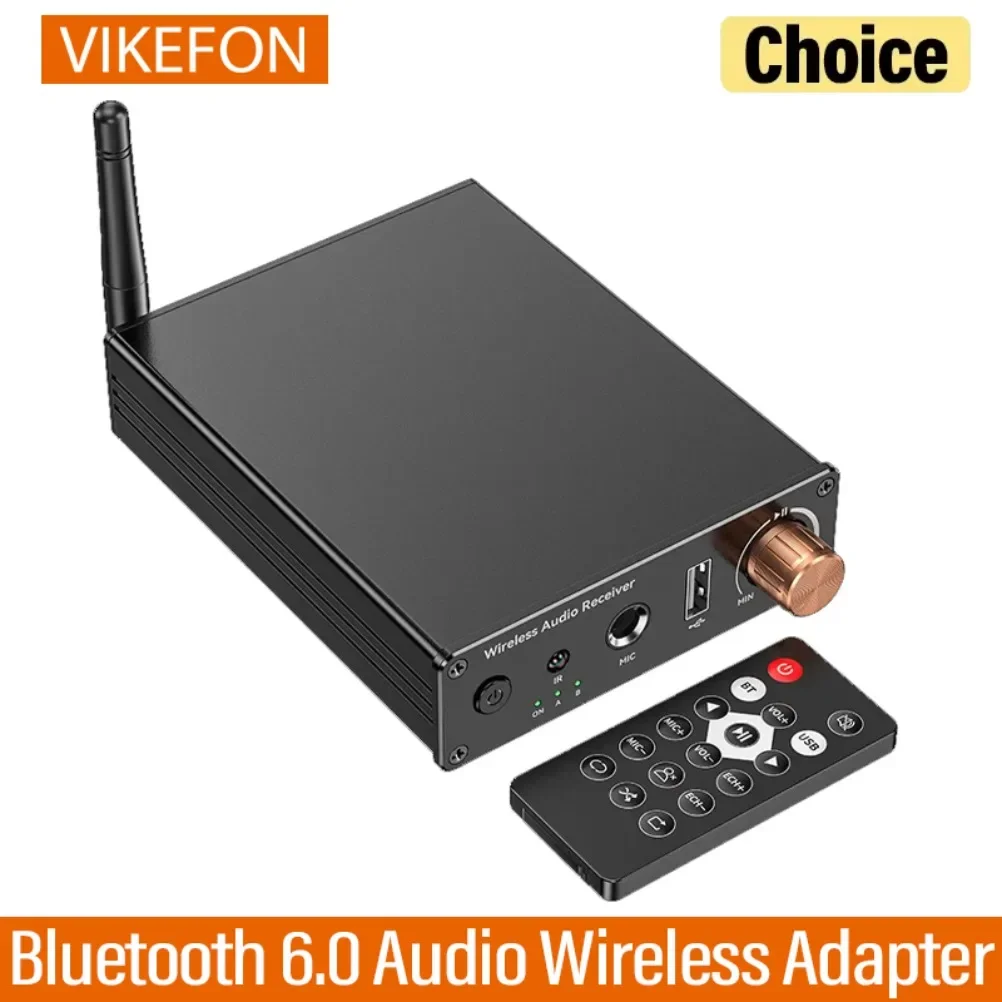 VIKEFON Bluetooth 6.0 Audio Receiver AUX 3.5mm AUX RCA USB U-Disk 6.5mm Karaoke Stereo Wireless Adapter Remote Control For TV PC