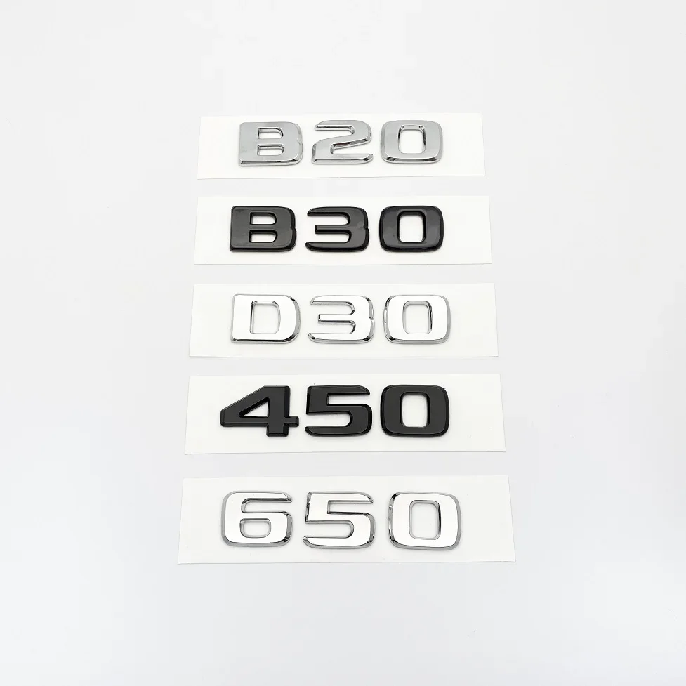 

Silver Black Letters B20 B30 D30 450 650 ABS Emblem for Mercedes Benz Brabus C W203 W204 W205 Coupe Car Trunk Badge Logo Sticker