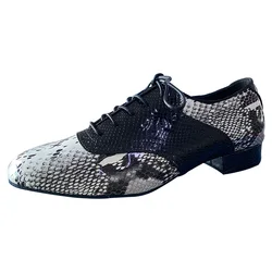 Customized Latin American Dance Shoes Man Snake Leather Salsa Man Dancing Shoes 2.5CM