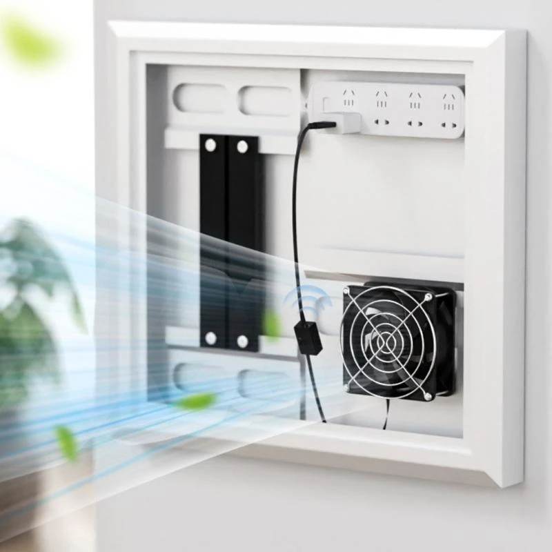 مروحة خزانة USB 80mm مع التحكم في ترموستات قابل للتعديل لـ Avcabinets