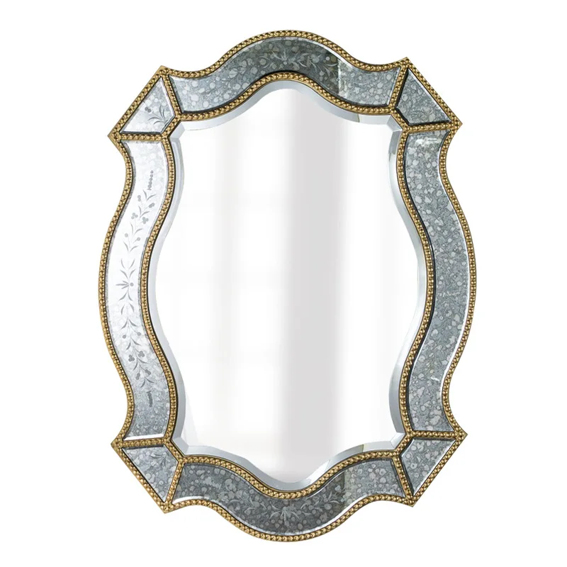 Carved Mirror Decoration Entrance Bathroom Neoclassical Postmodern