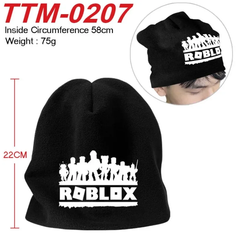 New Robloxs Themed Plush Dome Knit Cap Fall Winter Warm Pullover Gift Birthday Christmas Versatile Soft Fabric Hat Unisex - view 3
