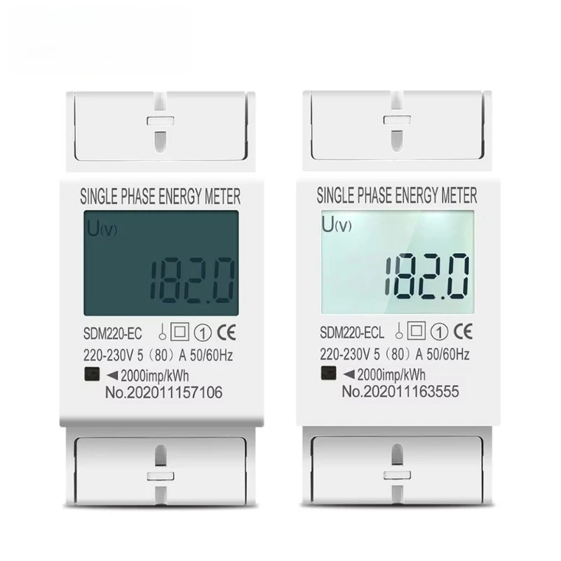 

8PCS TOMZN 80A Din rail Single Phase 2 Wire AC 220V 230V 50/60Hz LCD Digital Display Power Consumption Energy Electric Meter kWh