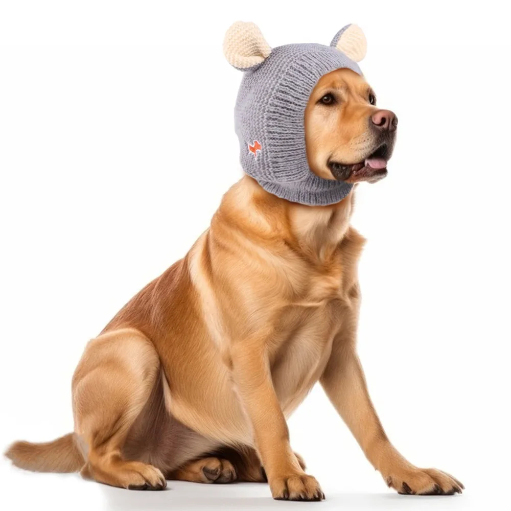 Haustierhaube Herbst und Winter verdickte gestrickte große Hund Golden Retriever warme winddichte Mütze