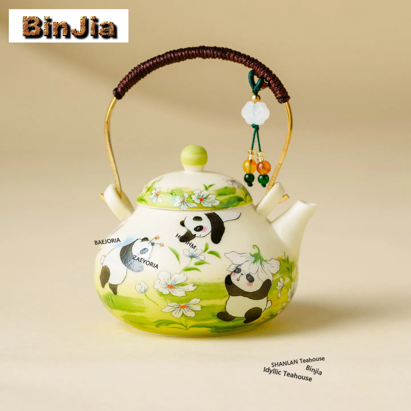 BAEJORIA 125ml Decal Panda Teapot Vintage Tea Infuser Pot Tea Maker Kettle With Ball Hole Dahongpao Tea Services Gift