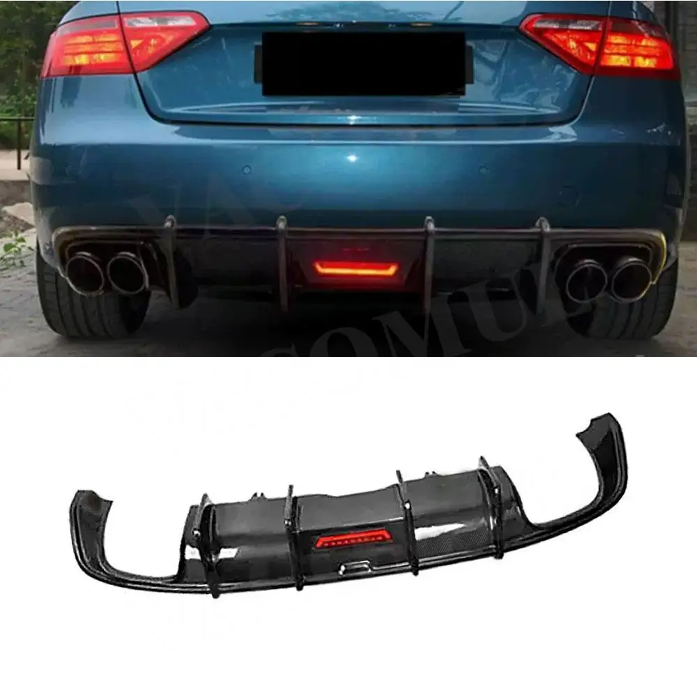 

VACOMUL Carbon Fiber Rear Bumper Skirt Splitter With Light for Audi A5 Standard Coupe 2008-2011 Rear Bumper Bodykits Spoiler FRP
