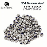Nylon Lock Nuts M2 M2.5 M3 M4 M5 M6 M8 M10 M12 M14 M16 M20 304 Stainless Steel Hexagon Anti-Slip Automatic Lock Nut DIN985