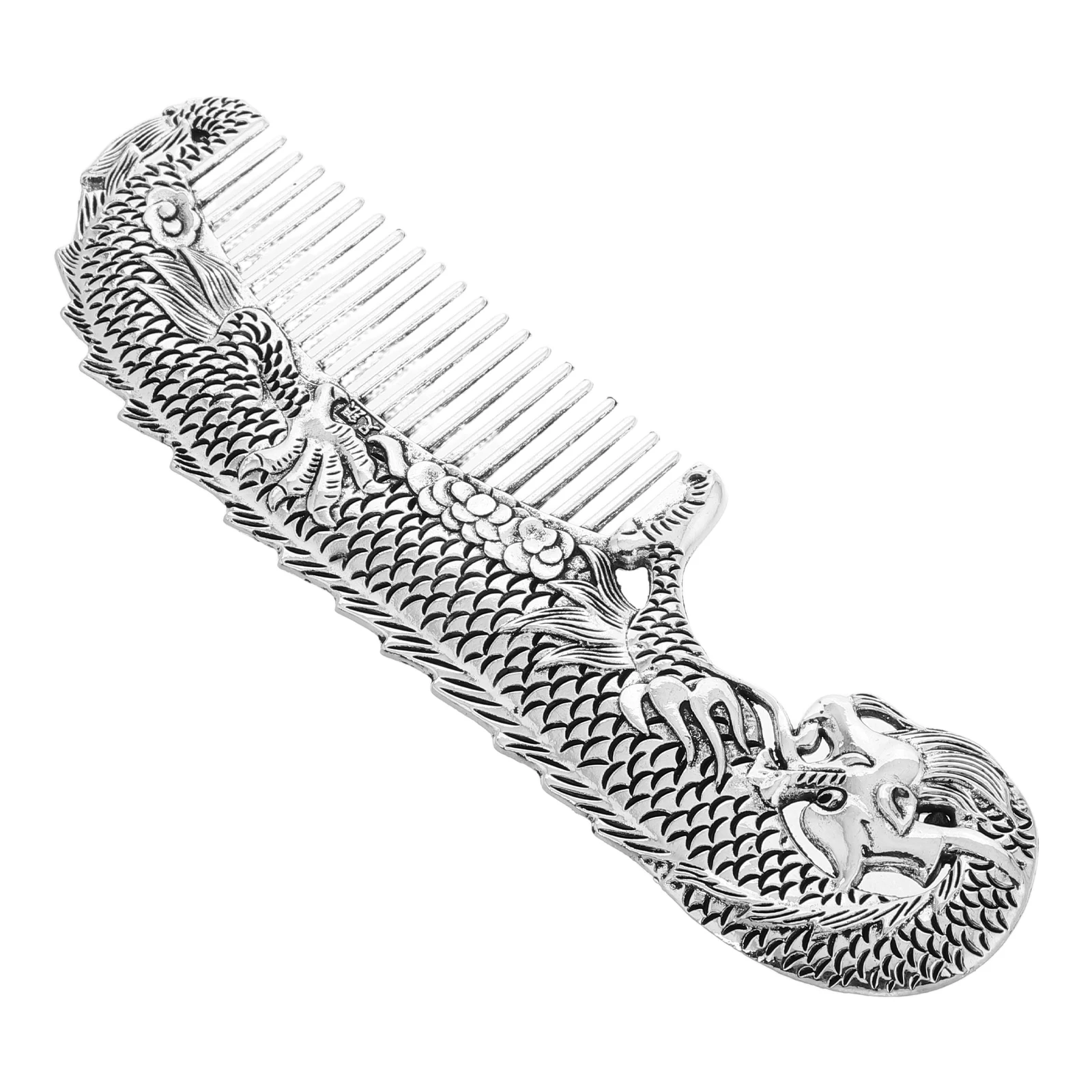

Dragon Phoenix Silver Comb Vintage Chinese Hair Accessories Retro Traditional Alloy Craftsmanship Decorative Piece