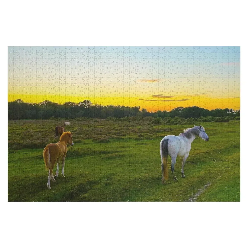 

New Forest Wild Horses at Sunset Jigsaw Puzzle Baby Wooden Personalized Photo Gift Jigsaw Custom Puzzle