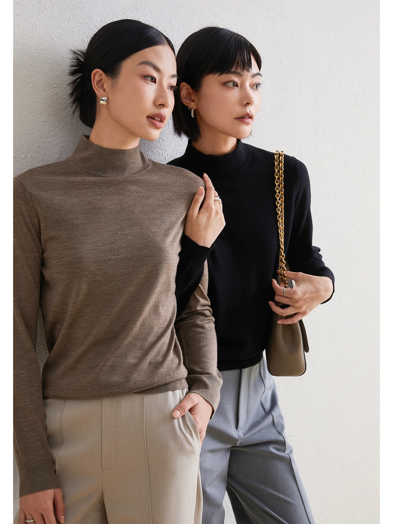 

ChangDX Premium Wool Blend Slim Fit Base Layer irt f High Collar Lightweight Concealing Women's Knitted Sweater