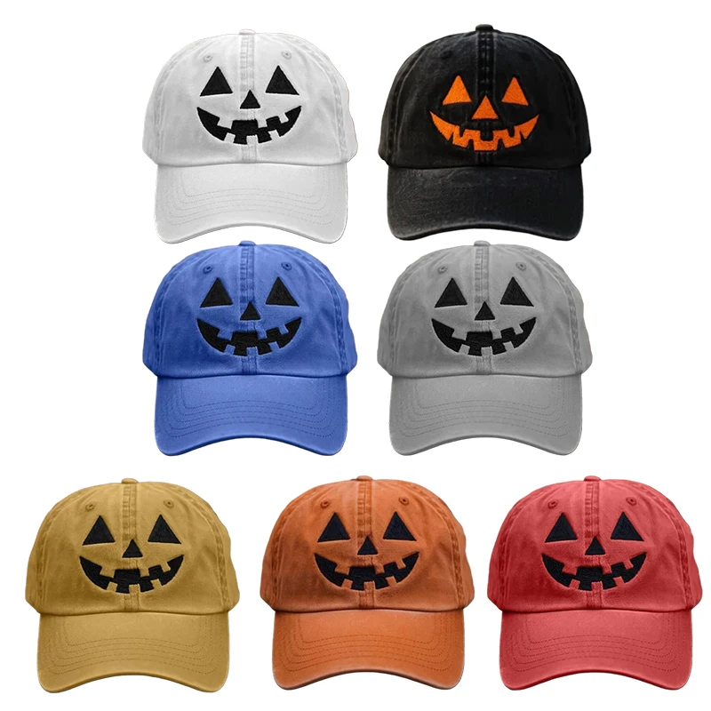 

Halloween Unisex Embroidery Pumpkin Baseball Hat Festival Halloween Party Pumpkin Face Hat Headwear