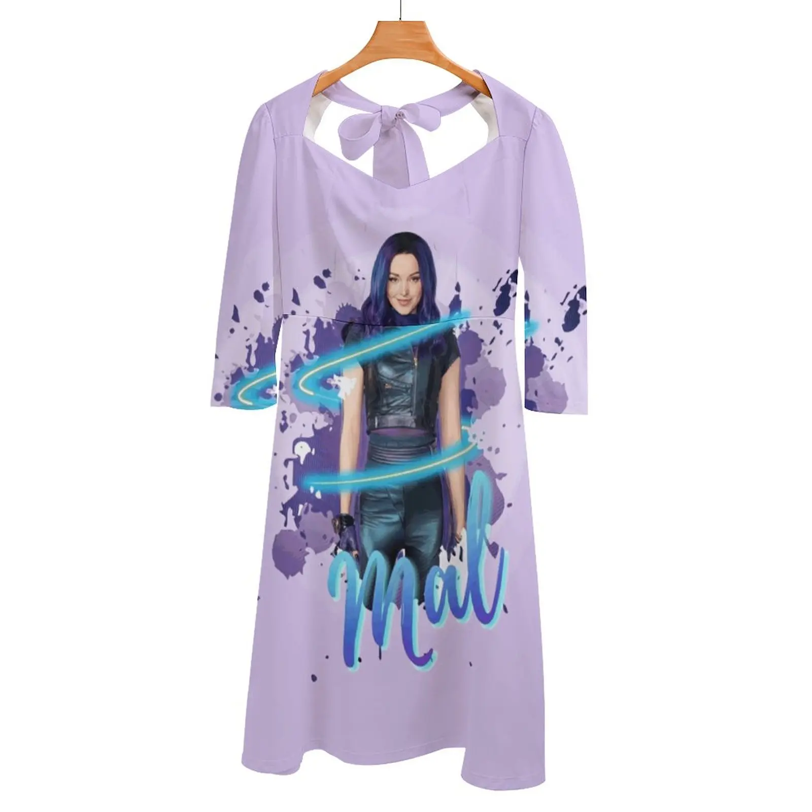 Mal - Descendants 3 Back Lacing Backless Dress Women Kawaii Square Collar Dress 6Xl Mal Descendants Descendants 3 Mal