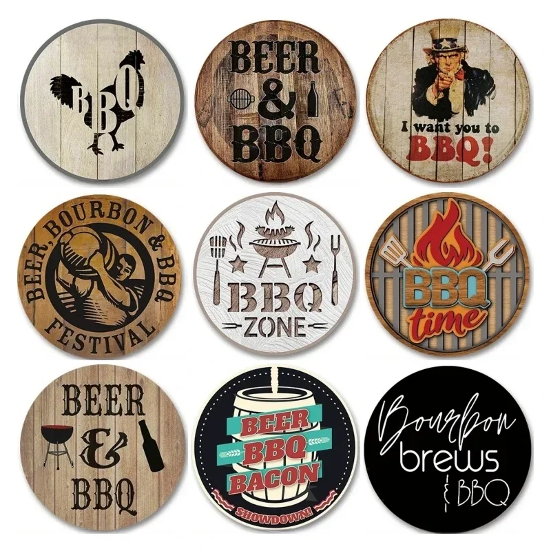 Круглая металлическая вывеска в средиземноморском стиле для барбекю, декоративная табличка в винтажной зоне для домашнего двора