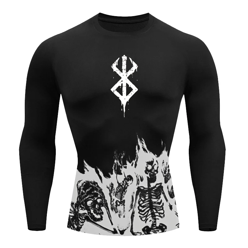 Camisas de compresión con estampado 3D para hombre, ropa interior atlética de manga larga, capa Base, equipo de protección de erupción, camiseta de entrenamiento