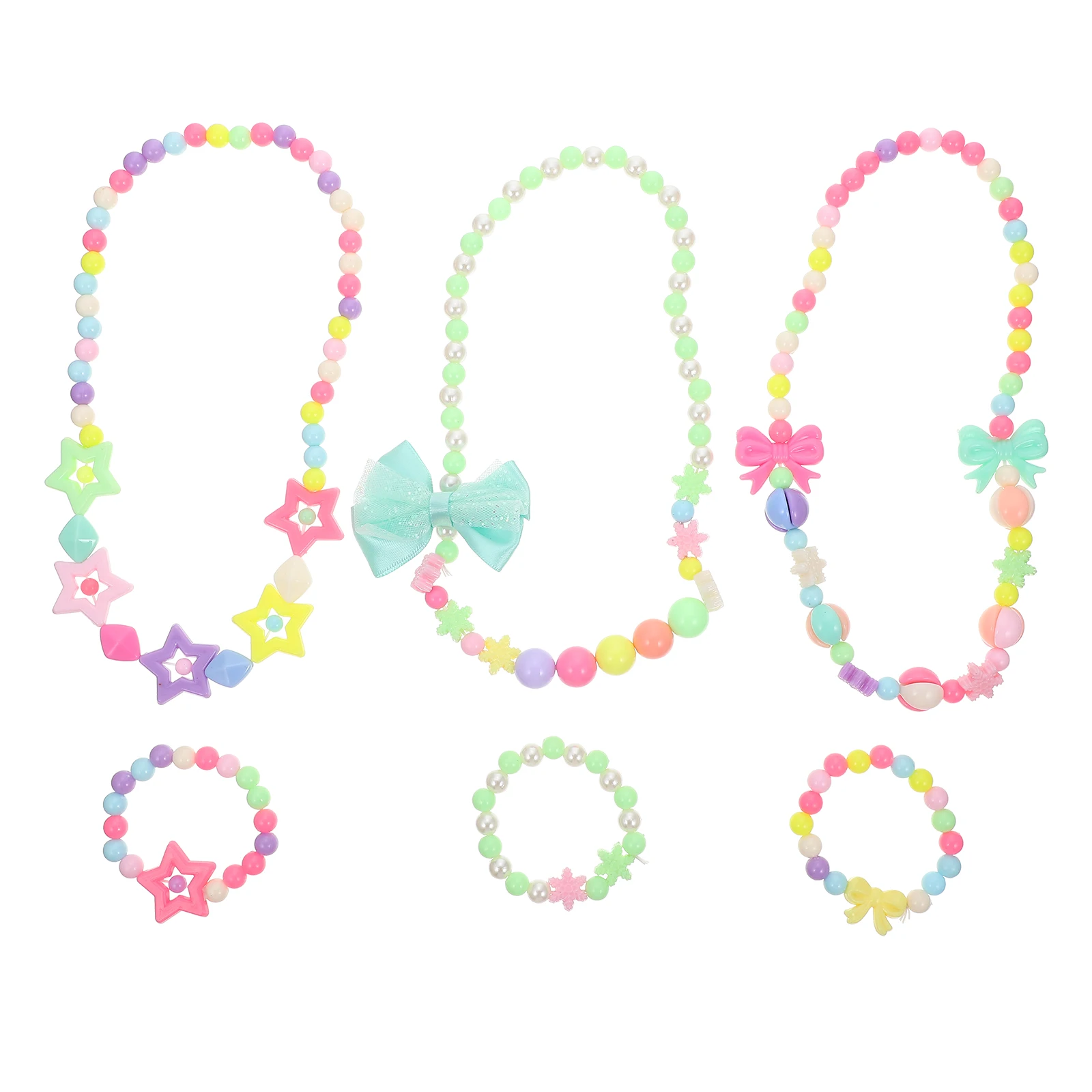 

Butterfly Bow Necklace Bracelet Set Acrylic Kids Jewelry 3 Sets Decorative Children Gifts Fashionable Colors Birthday Vacations