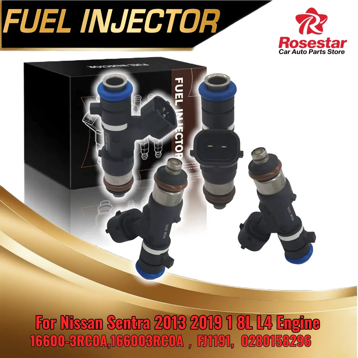 

4 Fuel Injectors 166003RC0A 0280158296 For Nissan Sentra 2013 2019 For 1 8L L4 FJ1191
