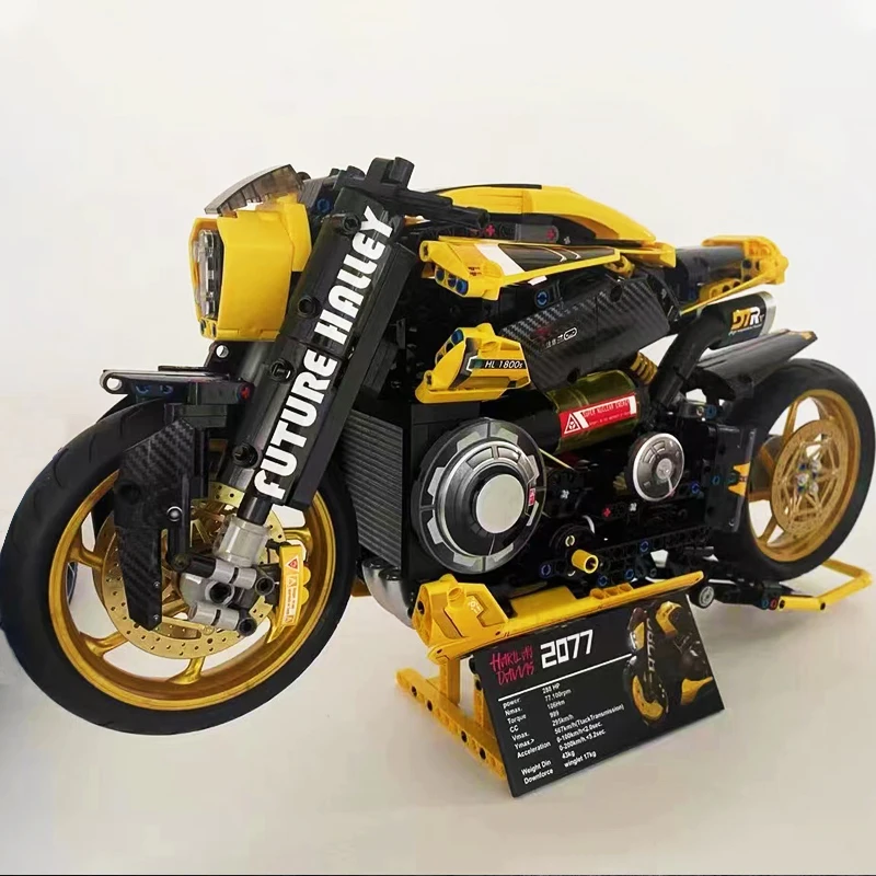 Technical Cyberpunk Motorcycle Model Building Blocks City Motorbike Speed Car Bricks Model Kits Moto Toys For Kid Xmas Gift MOC