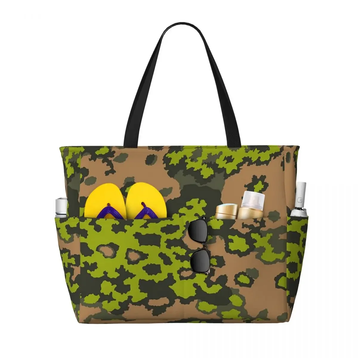 Splintertarn German WW2 Camouflage Army Military Camo Beach Tote Bag Gym Yoga Duffle Large Tote Bag Women Travel Bag Fitness bag