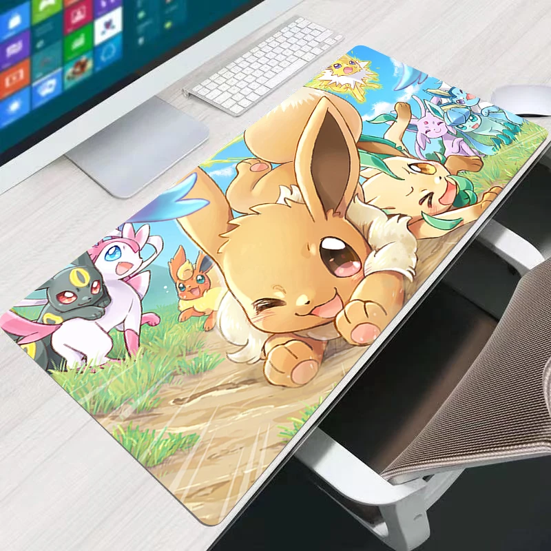 Alfombrilla de ratón de ordenador de Anime, alfombrillas de ratón de Pokemon Eevee para Gamer, alfombrilla de ratón para juegos, alfombrilla suave para escritorio, alfombrilla para teclado de ordenador portátil de oficina, alfombra para ratón