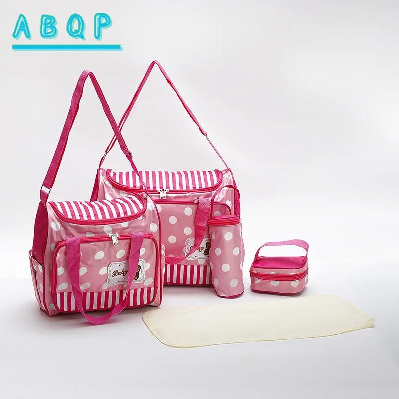 New Baby Diaper Bag Large Capacity Multifunctional 5-piece Baby Bag Waterproof Lightweight Out-and-out Baby Supplies Storage Bag