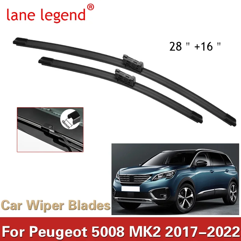 Pisau Wiper mobil untuk Peugeot 5008 2017 - 2022 2nd 2 Gen kaca depan kaca depan sikat mesin cuci stiker Aksesori Mobil