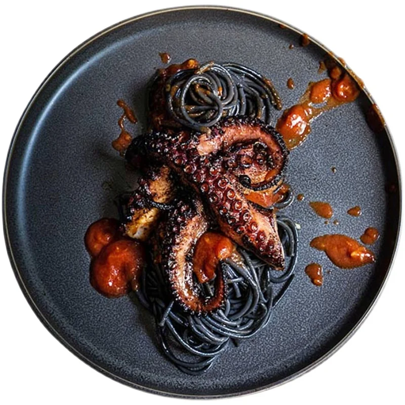 Wear Resistant Western Steak Plate Household Black Frosted Round Flat Plate Ceramic Tableware Hotel Restaurant Cooking Dishes view 5