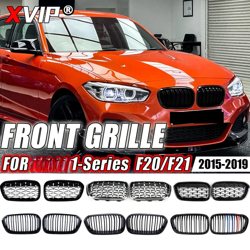 

XVIP Front Bumper Kidney Grille Racing Grills For 1 Series F20 F21 2015-2019 Replacement Double Slat Gloss Black Grilles