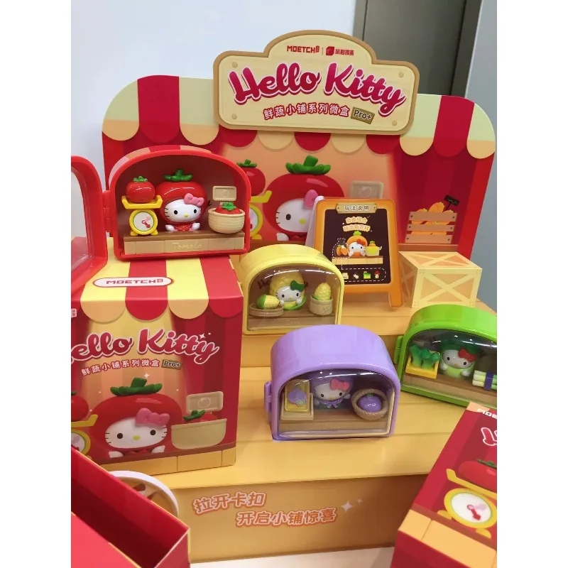 MOETCH Hello Kitty Vegetable Theme Mini Store Set with Accessories Adorable Tomato Corn Design Blind Box Toy