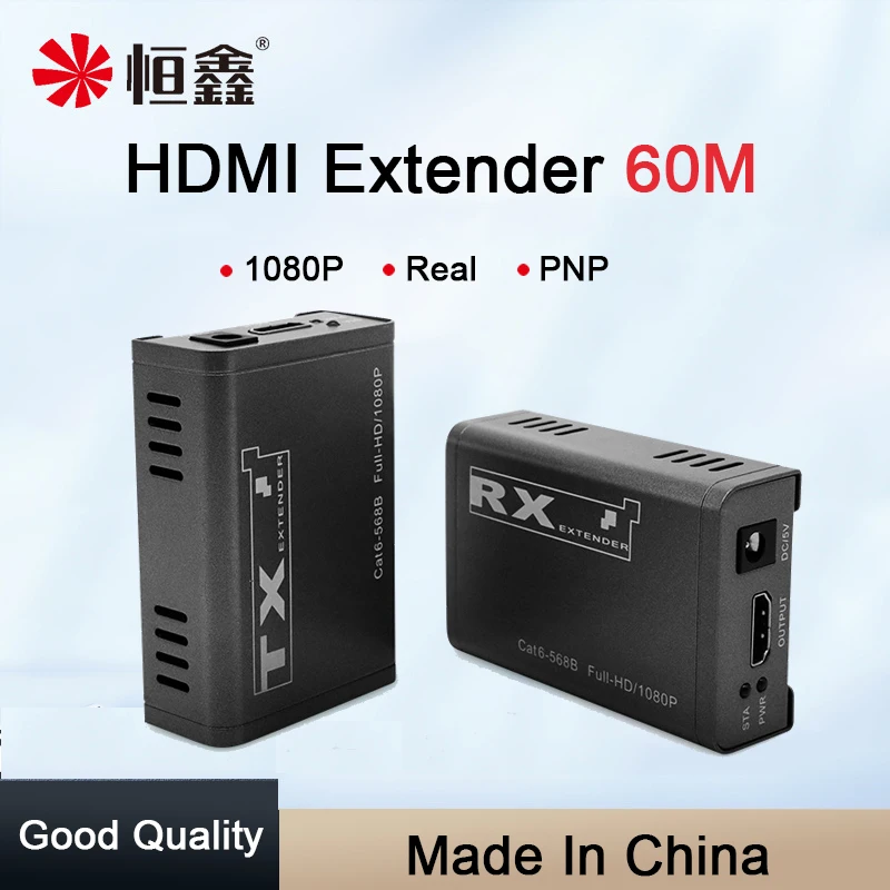 60M HDMI HD Kabel Jaringan Extender Audio dan Video Transfer Sinyal Cat5e/6 Pemancar 60M