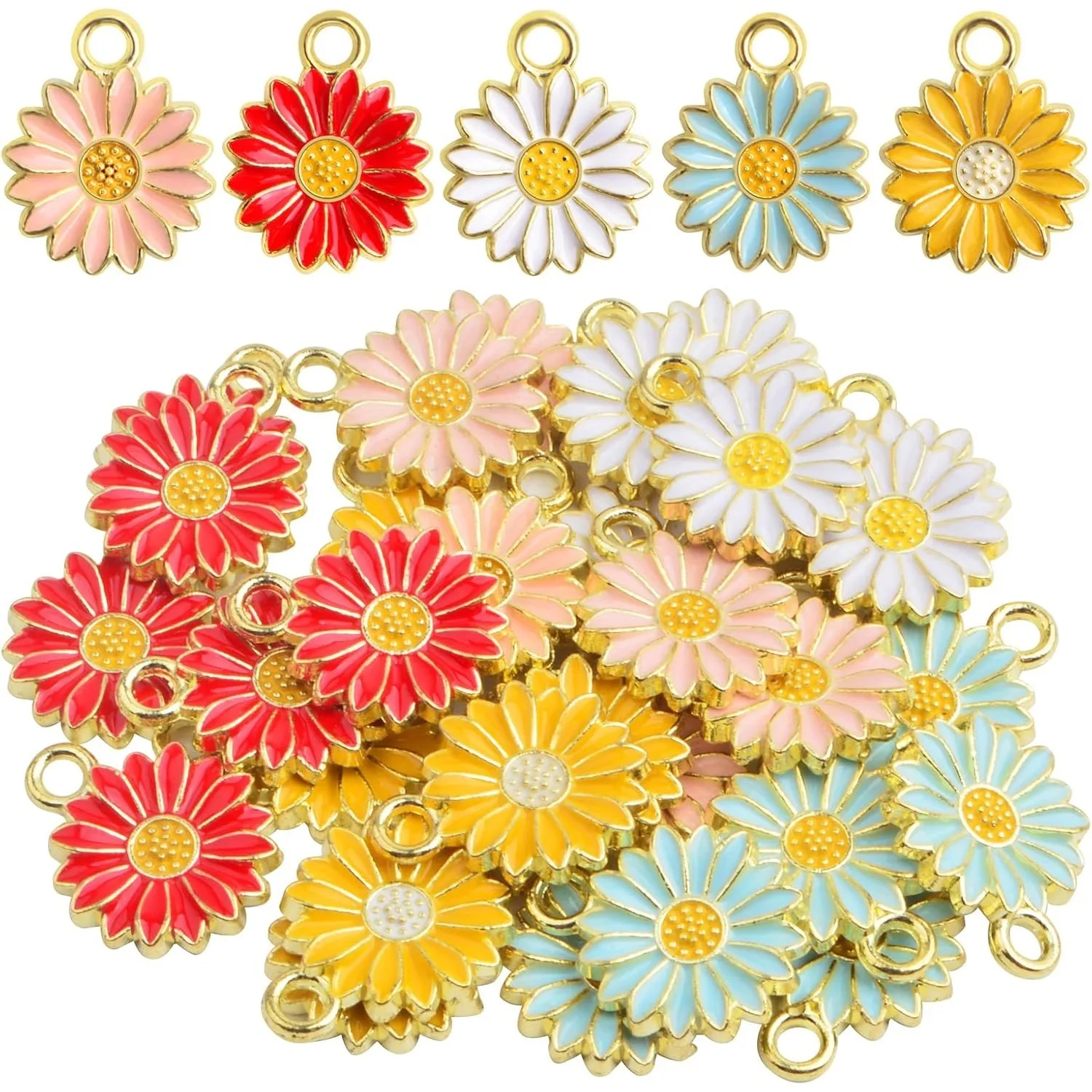 

30 шт., подвески в виде подсолнуха, подвески из сплава, подсолнух, ромашка, цветок, висячие подвески, принадлежности для рукоделия, ожерелье, браслет, серьги