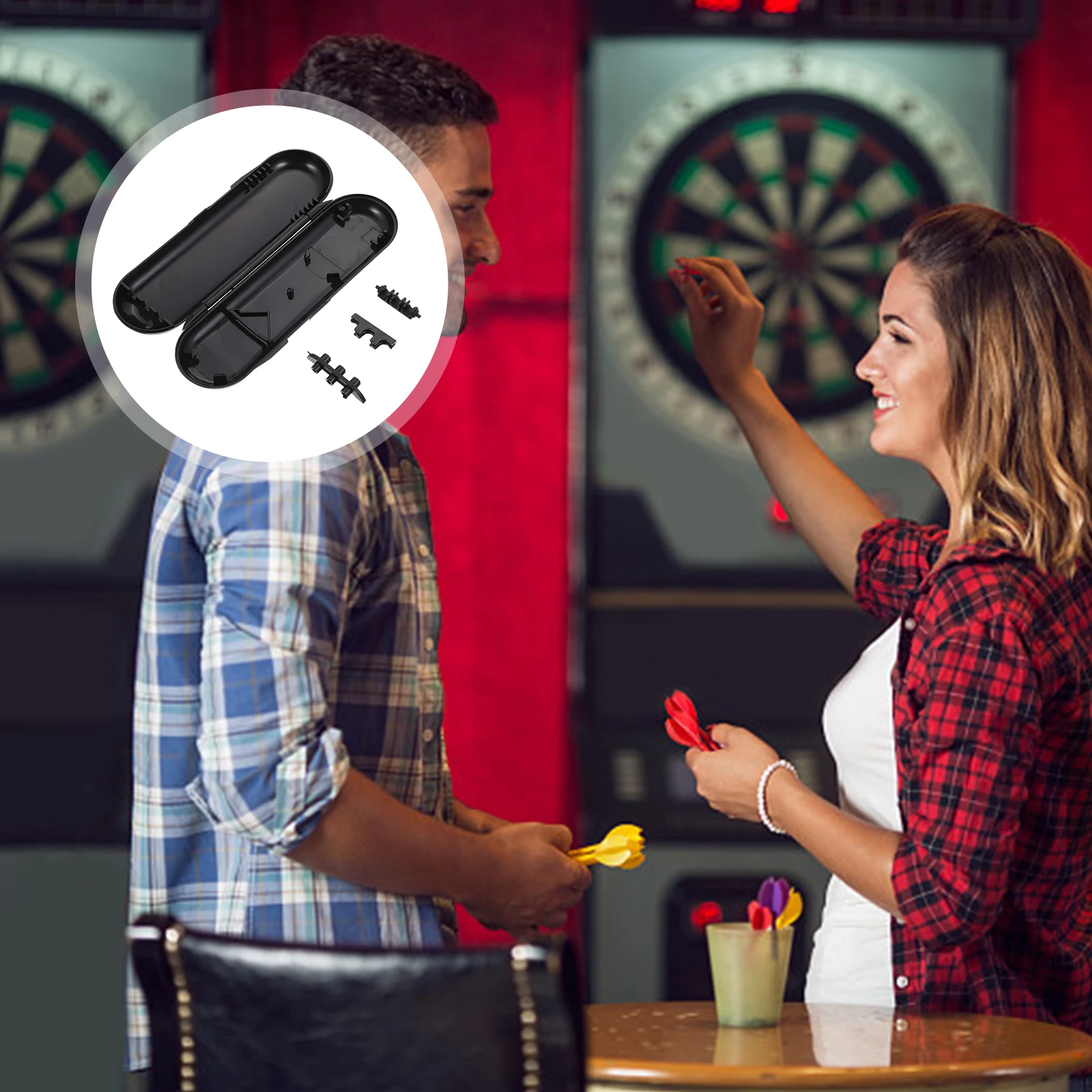 

Oval Dart Storage Box Portable Case Plastic Organizer High Safety Black