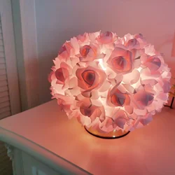 Nordic Rose Flower Bouquet Table Lamps Romantic Bedside Night Lights Wedding Decoration